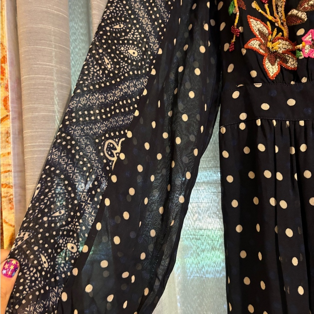 Maeve Anthropologie beaded and embroidered long sleeve dress size 0 - Picture 8 of 10